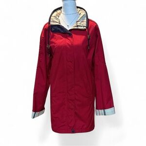 Adorable Red Midi Women’s Trench Coat Size L. P-P29L32